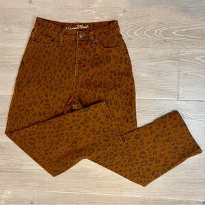 Leopard animal print jeans pants. Neutral punchy western denim. Fall fun rust